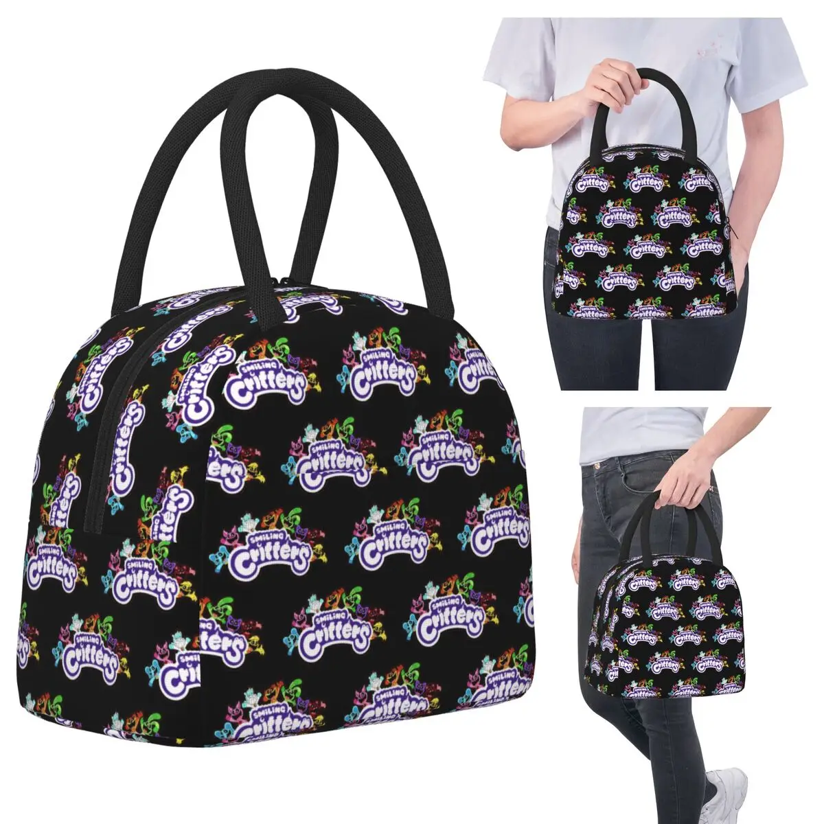 

Smiling Critters Lunch Bags Insulated Bento Box Waterproof Lunch Tote Leakproof Picnic Bags Thermal Bag for Woman Student Work