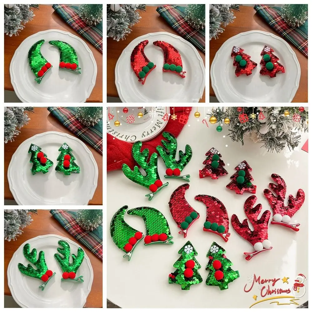 

Merry Christmas Decor Christmas Hairpin Sequin Deer Horn Children Antler Hair Clip Santa Claus Korean Hair Accessories