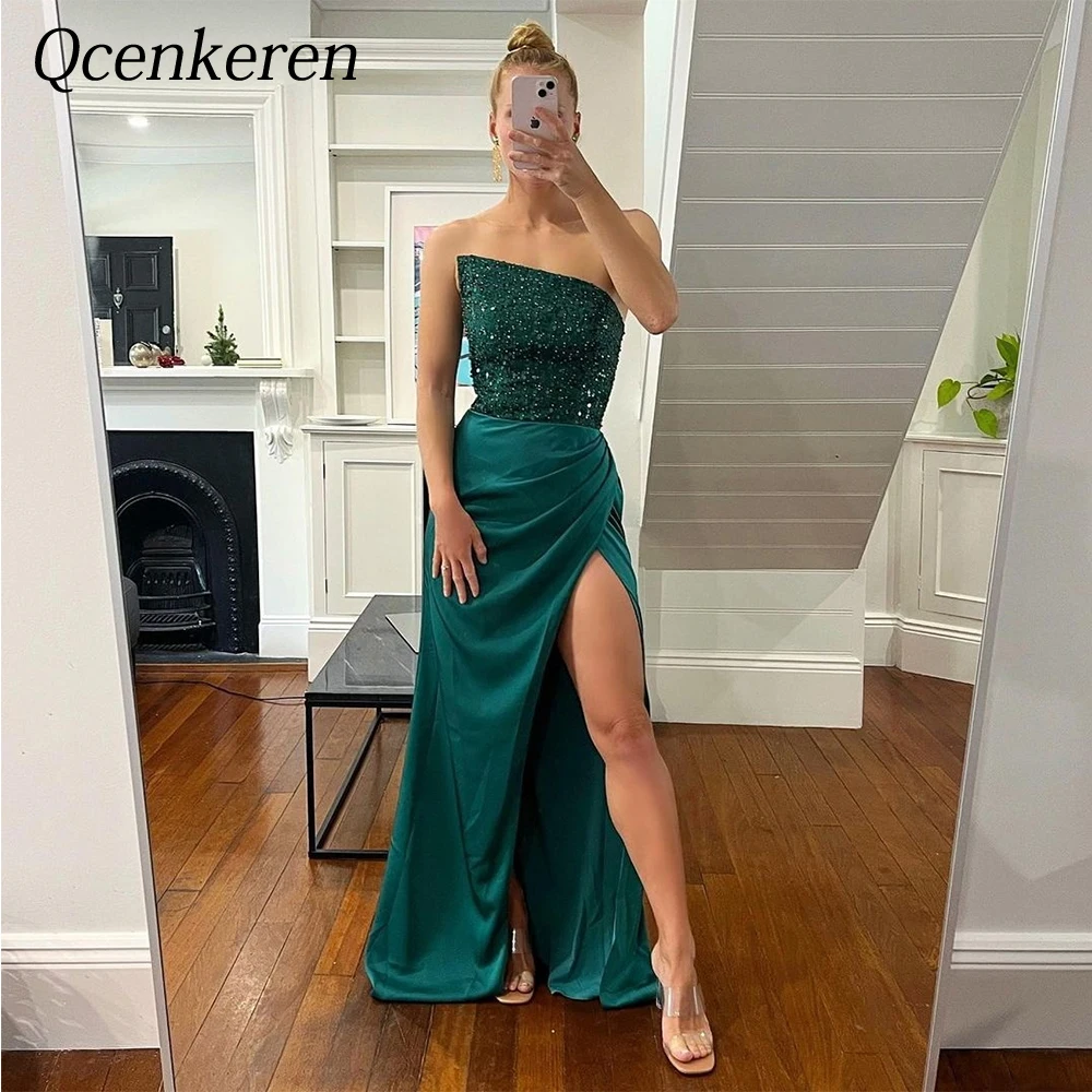 

Custom Sexy Boat Neck Backless Evening Formal Sheath Bespoke Occasion High Split Dresses Floor-Length Party Women Gowns 2023