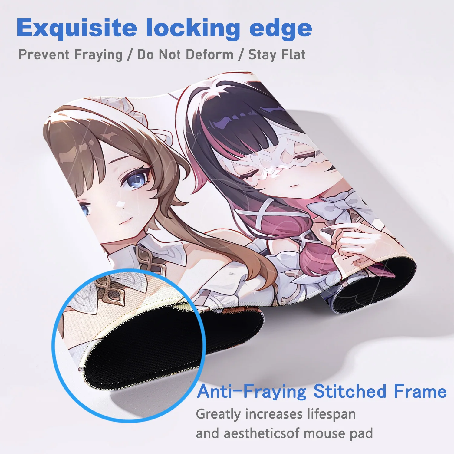 Süßes Columbina-Mauspad, PC-Gamer-Schreibtischmatten, Genshin Impact Gaming-Zubehör, Mauspad, Tastatur, großer Laptop, Anime-Mädchen-Mauspad