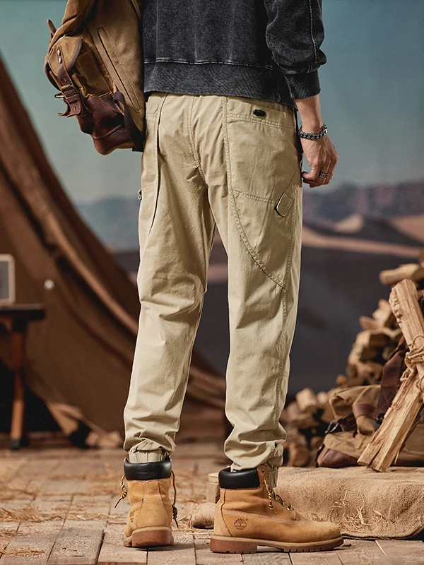 

Мужские повседневные хлопковые рабочие брюки на весну-осень, тонкие, в стиле ретро, с отворотами, с изогнутыми вставками, из чистого хлопка, длинные