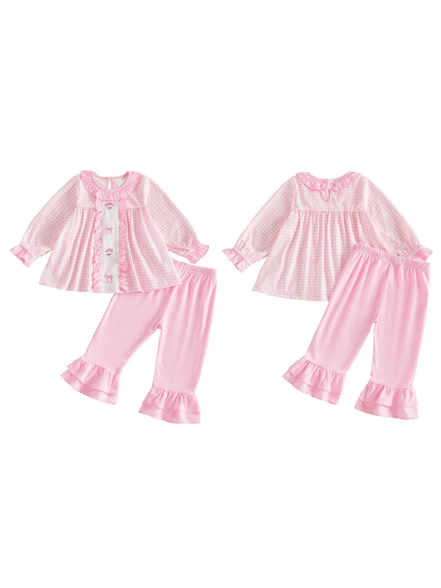 Christmas Outfit Long Tops Girls-Christmas Long Sleeve Plaid Baby Outfit With Bell Toddler Baby Toddler Baby Girls