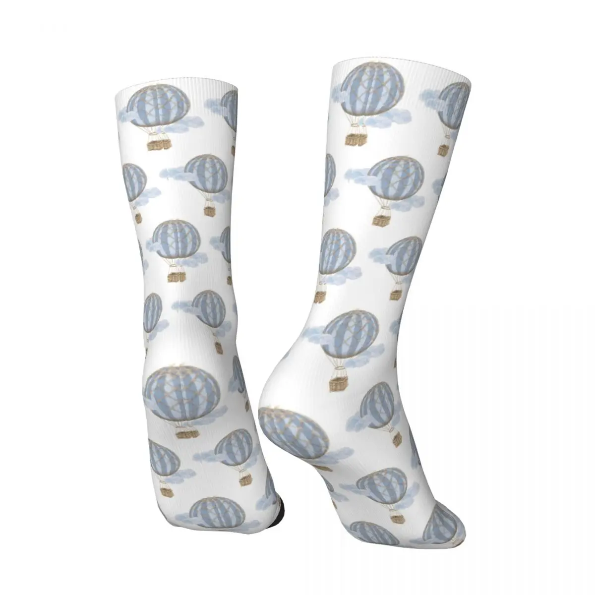 All Seasons Blue Vintage Hot Air Balloon Socks Harajuku Sport Middle Tube Socks Super Soft Stockings for Men Women Valentine Day