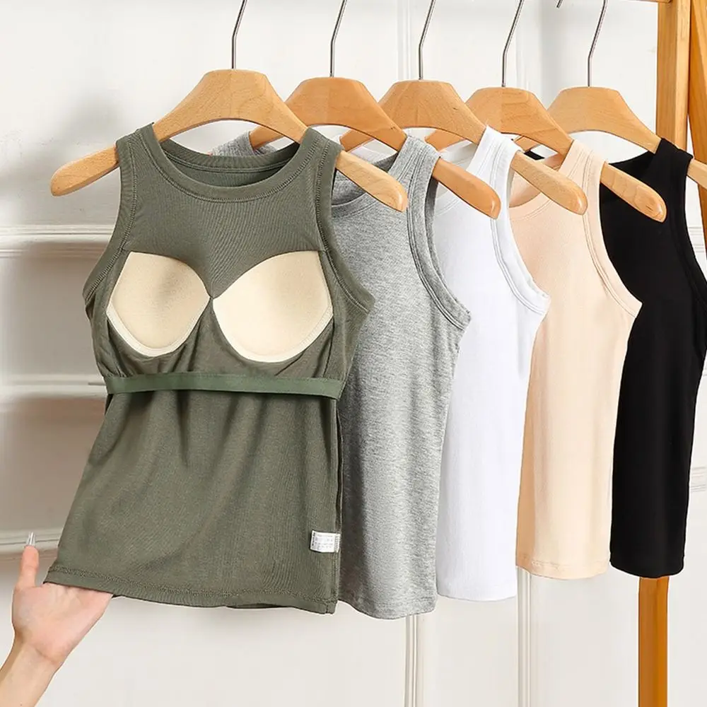 Lässiges Sommer-Tanktop mit BH-Einlagen, Ärmelloses Slim-Fit Cami-Top, Unterhemd, Unterwäsche, Camisole, Weste, Korsett für Damen