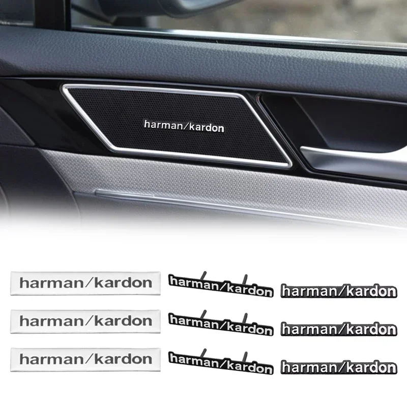 Coche 3D de aluminio Harman Kardon Logo emblema altavoz Audio decorar pegatina estilo calcomanías para BMW E46 Land Rover Range Rover Benz