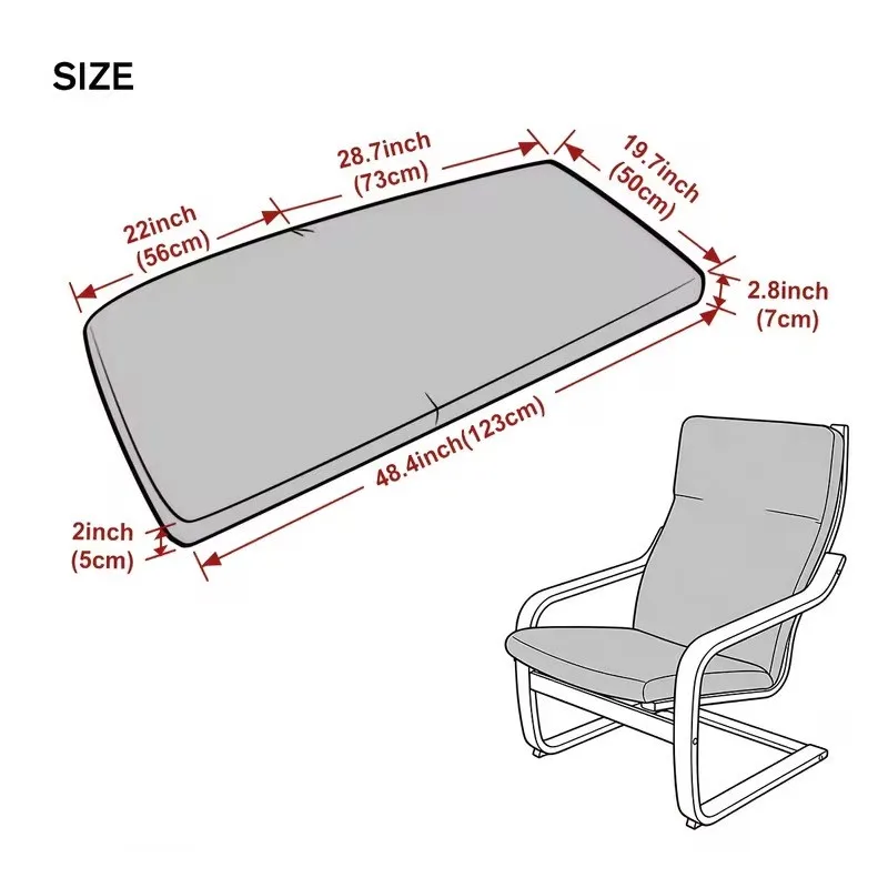 Only Cover Unpadded Elastic Rectangle Chair Cuhsion Cover Deck Chair Cushion Slipcover Living Room Home Decoration