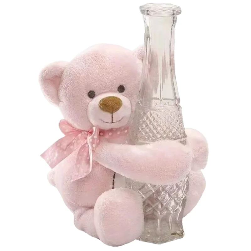 Stuffed Soft Toy Baby Teddy Bear Vase Huger Pink / Blue / Ivory, 10