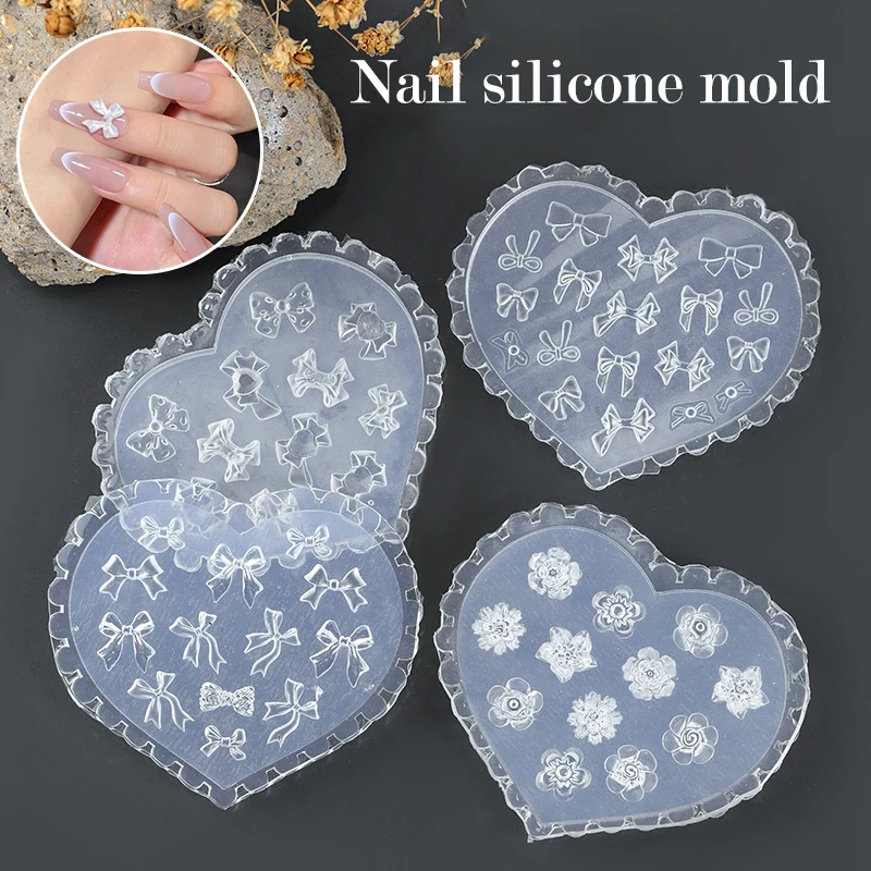 

1Pcs Silicone Nail Mold Heart Shaped Butterfly Bow Flower 3D Nail Template Nail Art Decorations Nail Art Mold Manicure Tool