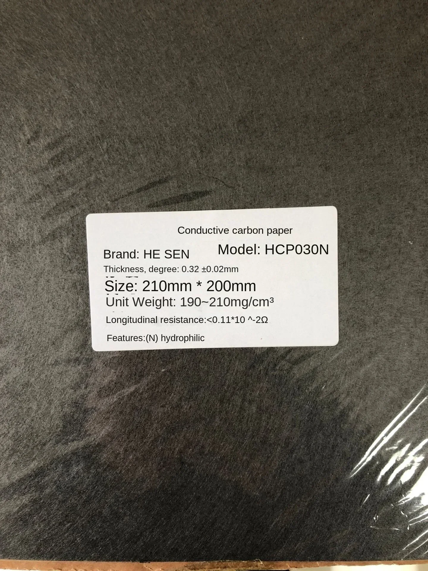 20x20CM hydrophilic/hydrophobic conductive carbon paper, anode and cathode carbon paper