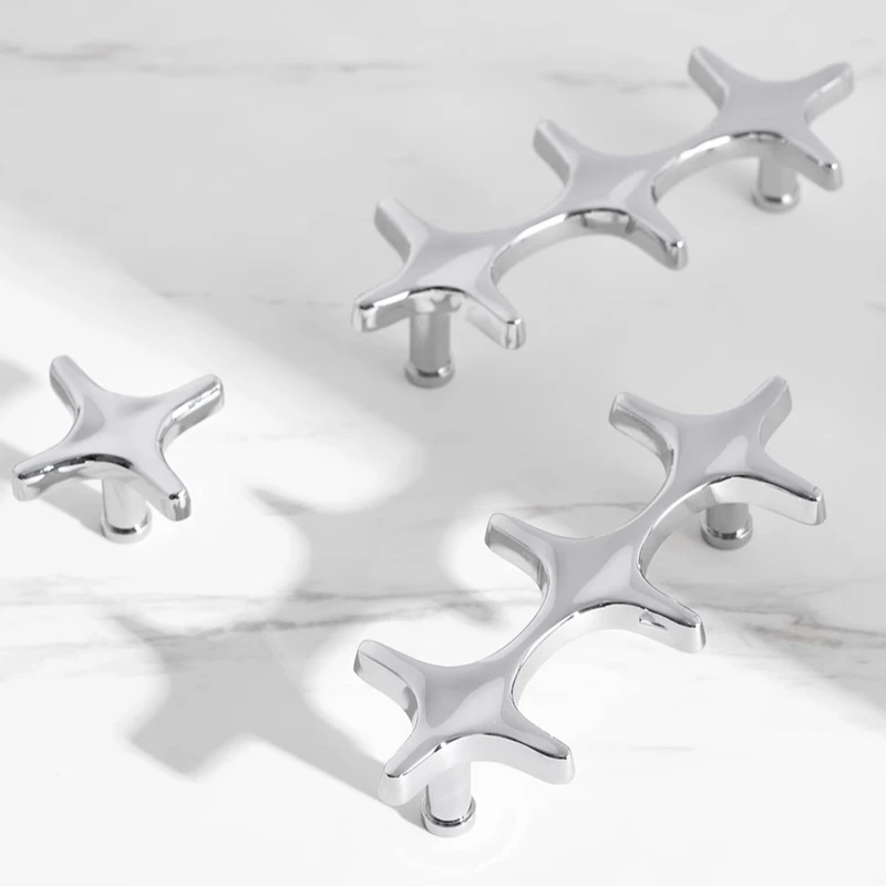 Türgriffe für Möbelbeschläge, Silber, Massives Messing, Kleiderschrank- und Schrankgriffe, Minimalistische Schrankgriffe – Detail 3