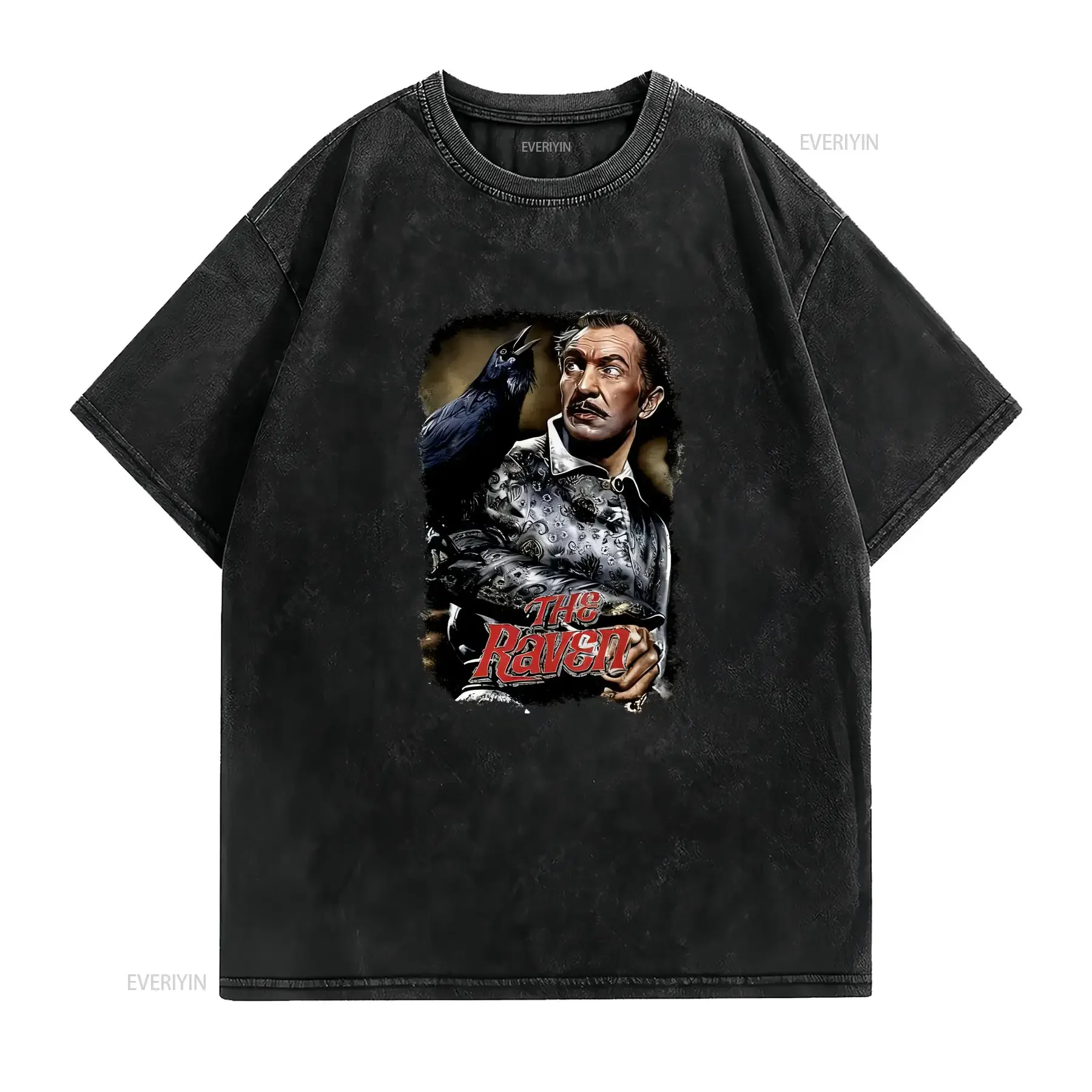 The Raven 1963 Movie Poster Inspired T Shirt Retro 80s vintage Washed homme graphic streetwear Top For Everyday Wear Soft