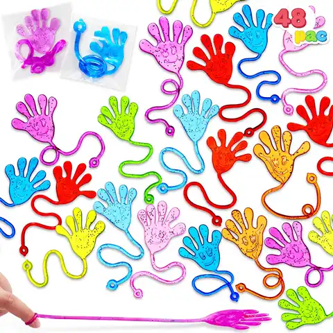 Joyfy 48/120 Pcs Sticky Hands Party Favors for Kids Assorted Stretchy Slappy Hands Fun Fidget Toys Birthday Chirstmas Gift