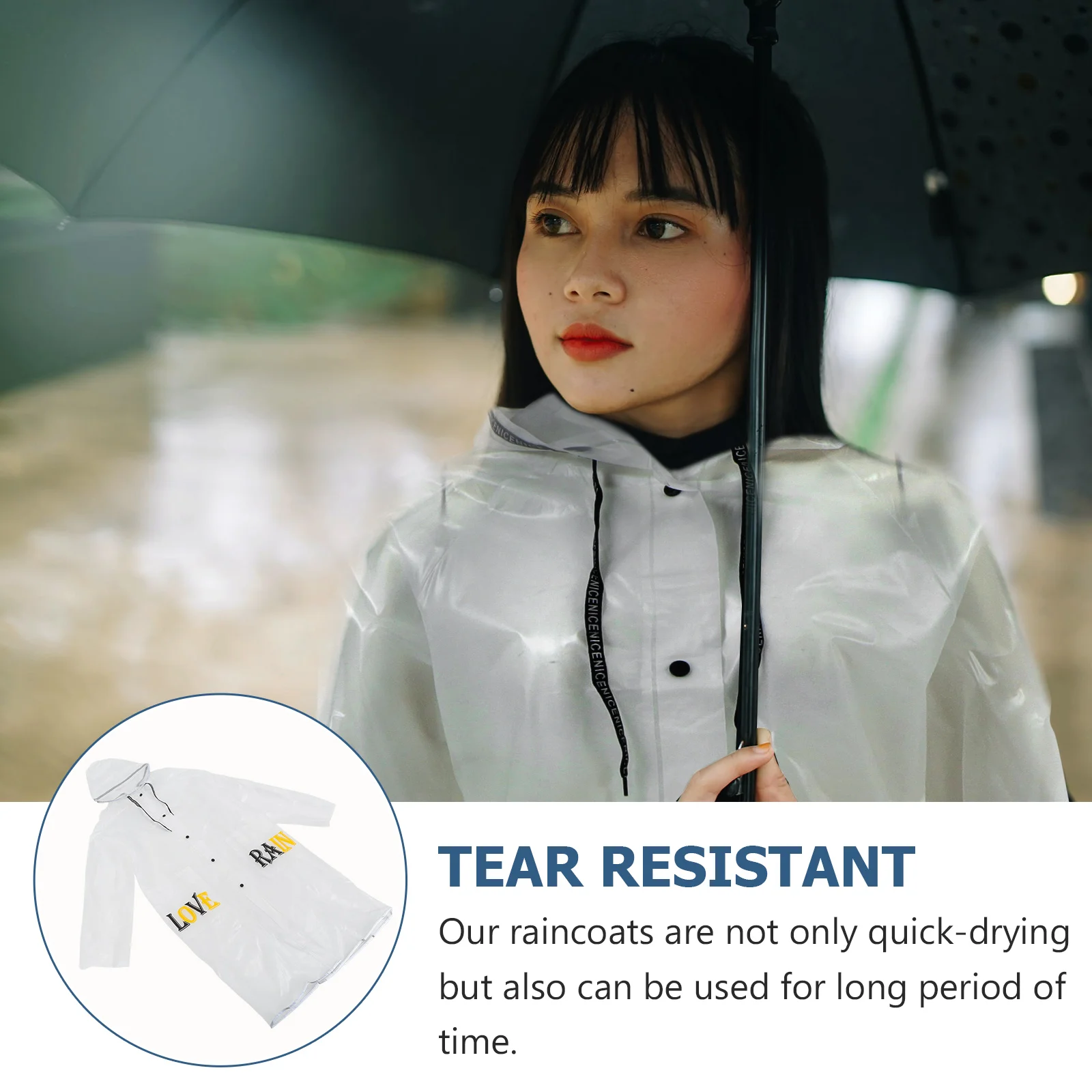 

EVA Raincoat Waterproof Breathable Outdoor Hiking Gear Adults Lightweight Foldable Unisex Hoodie Rain Gears Reusable Tear