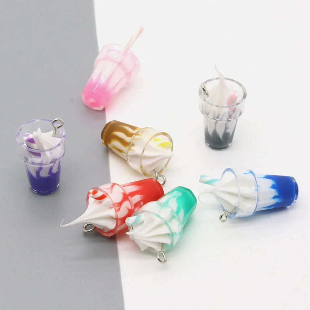 

10 Pcs Ice Cream Pendant Accessories Cup Keychain Charms Backpack DIY Crafts Alloy Resin Jewelry Hanging Pendants Decorative Key