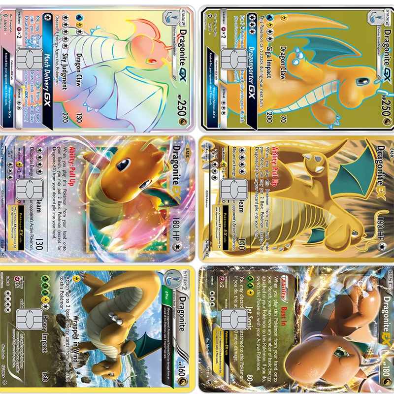 Dragonite GX Card Stickers Cards Complete Set Hyper Rare Rainbow Full Art Holo Collection Anime Cartoon Decals Game Prop Gift