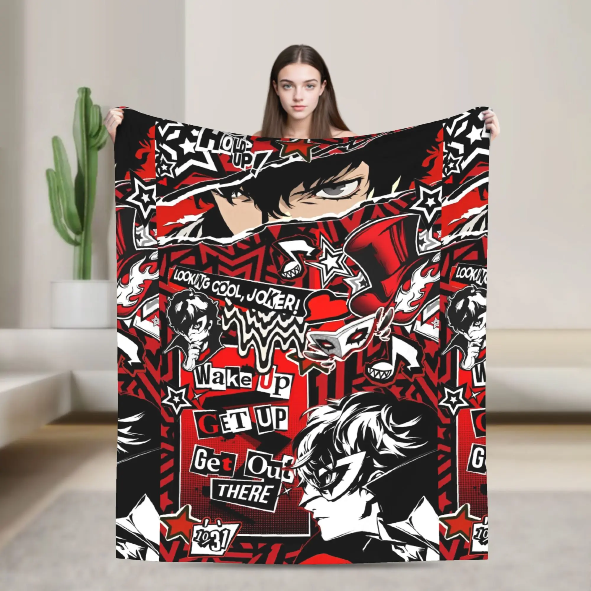Persona Flannel Blankets Joker  Novelty Throw Blankets for  Sofa Bedding Lounge 125*100cm Plush Thin Quilt