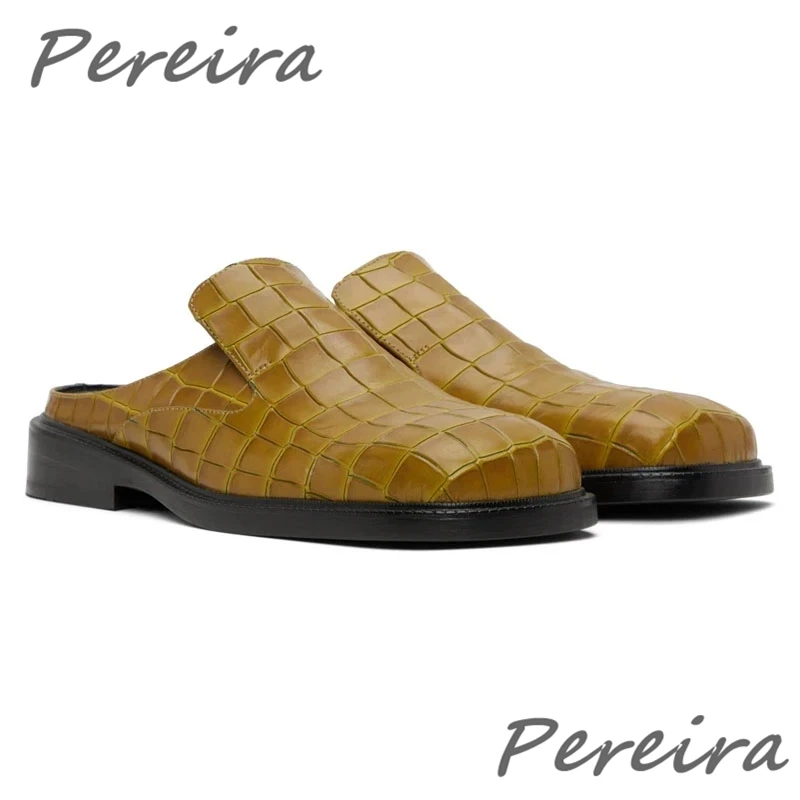 Zapatos de cuero genuino a cuadros para hombre, zapatillas informales con punta cuadrada, zapatos planos de negocios de estilo británico, mocasines cómodos de verano, nuevos