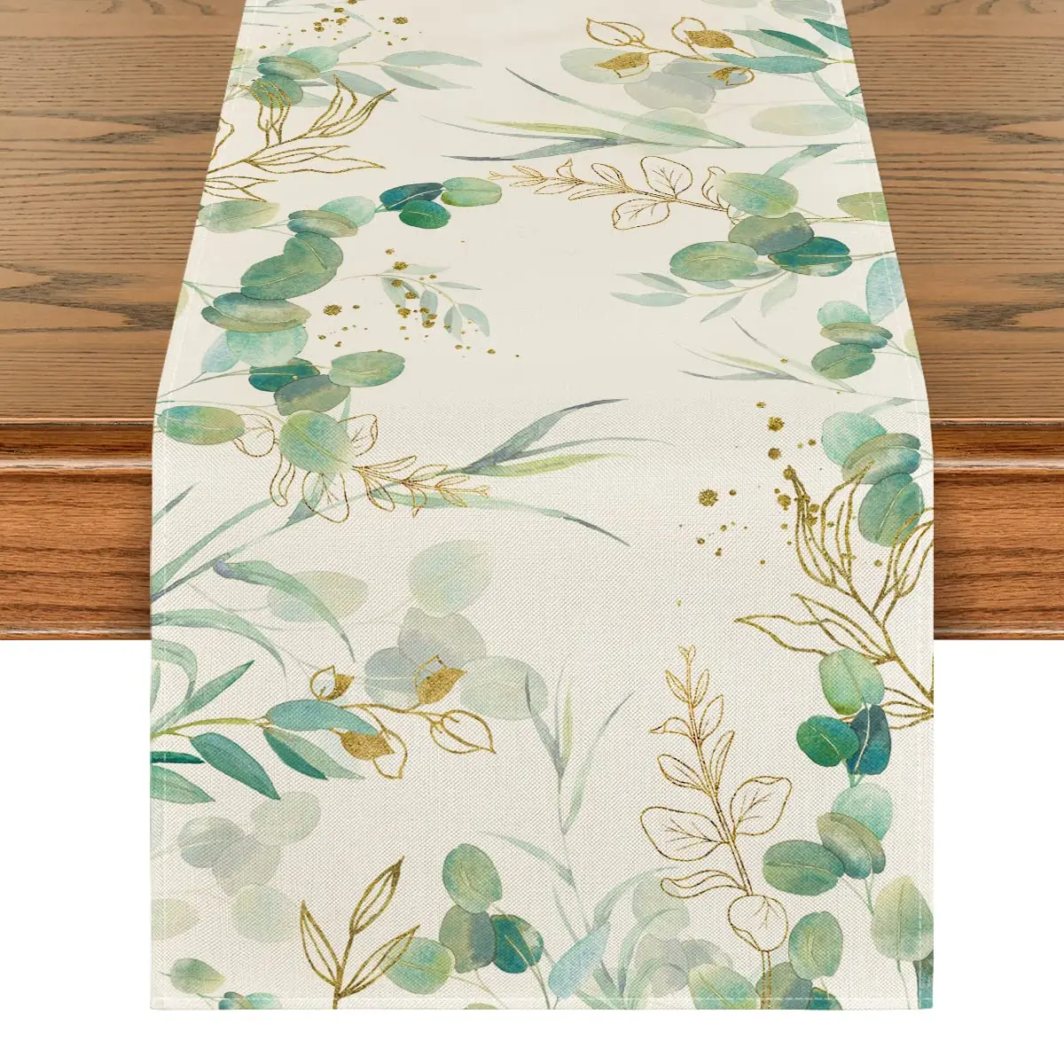 

Beige Greenery Eucalyptus Table Runner, Holiday Kitchen Dining Table Decor for Home, Seasonal Anniversary, Holiday, 13x72 Inch