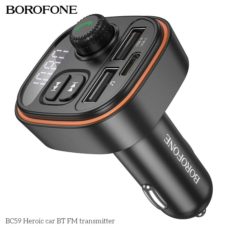

BC59 Car FM Transmitter Bluetooth 5.4 Type-C Dual USB Ambient Player MP3 Phone Charger In Car With Digital Display Handsfree