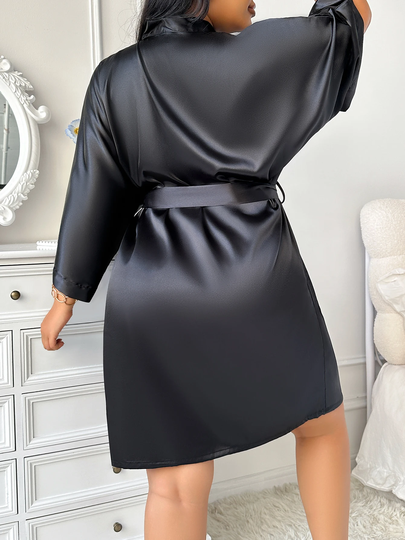 Letnie, swobodne i seksowne szlafroki plus size do noszenia w domu, eleganckie, eleganckie piżamy damskie w jednolitym kolorze