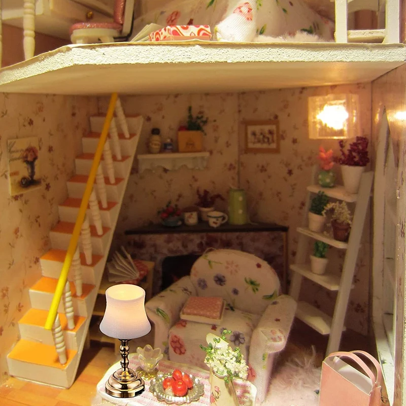 2Pcs Dollhouse Miniature Lamp LED Desk Lamp Can Be Bright Mini Light Dollhouse Decoration With ON/Off Switch Lamp Shade