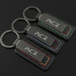 Car Key Rings Carbon Fiber Lanyard Keychain Styling for Peugeot RCZ Badge 2023 2022 2021 2020 2019 Metal Keyrings Gift Key Chain