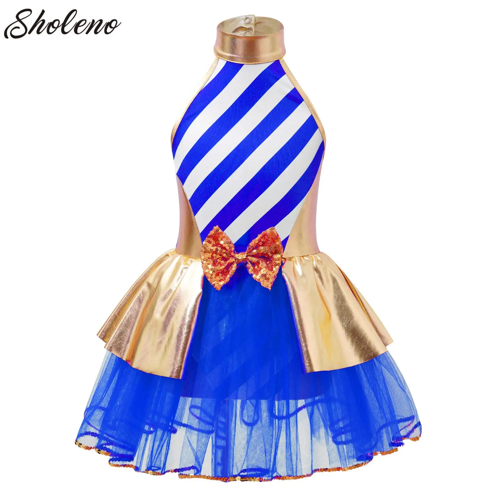 

Kids Girls Christmas Dance Dress Sequin Ballet Ice Skating Leotard Tutu Dress New Year Xmas Party Elf Cosplay Fancy Dress Up