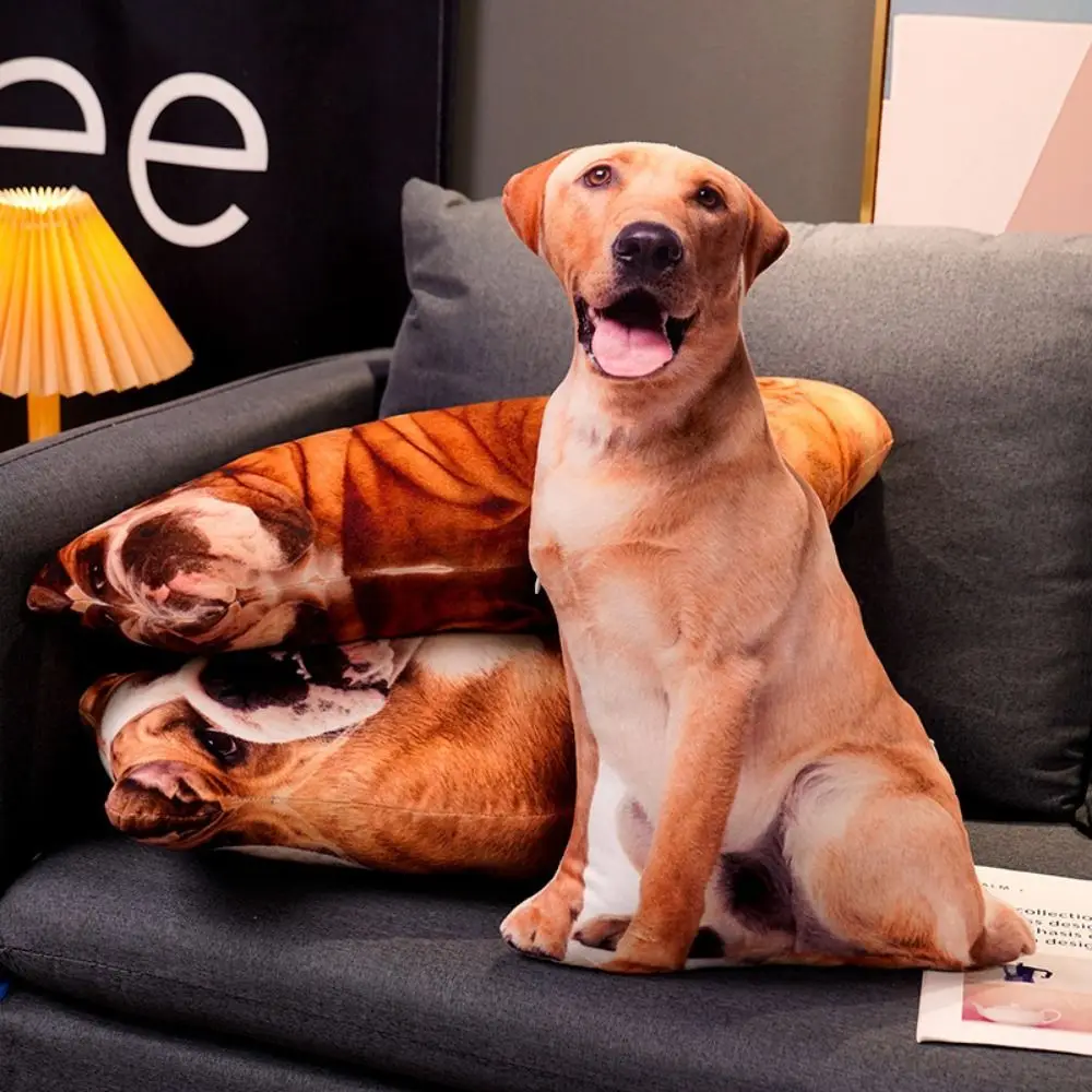 3D Simulation Dog Labrador Corgi Shiba Inu Bulldog Dog Stuffed Pillow Sofa Bedroom Lifelike Dog Cushion Stuffed Animals