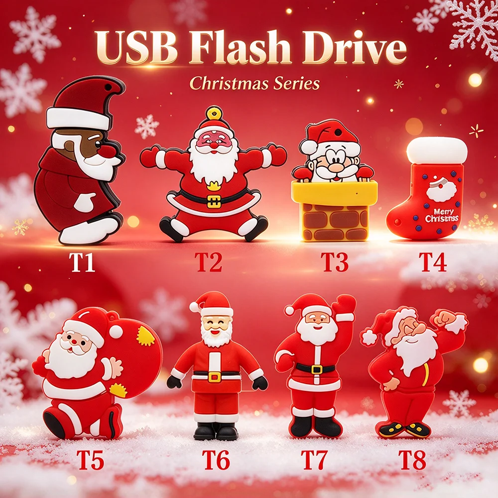 Cartoon Santa Claus Style USB2.0 Flash Drive Christmas Tree Pen Drive 32GB Flash Usb Stick 4GB 8GB 16GB 64GB High Speed Pendrive
