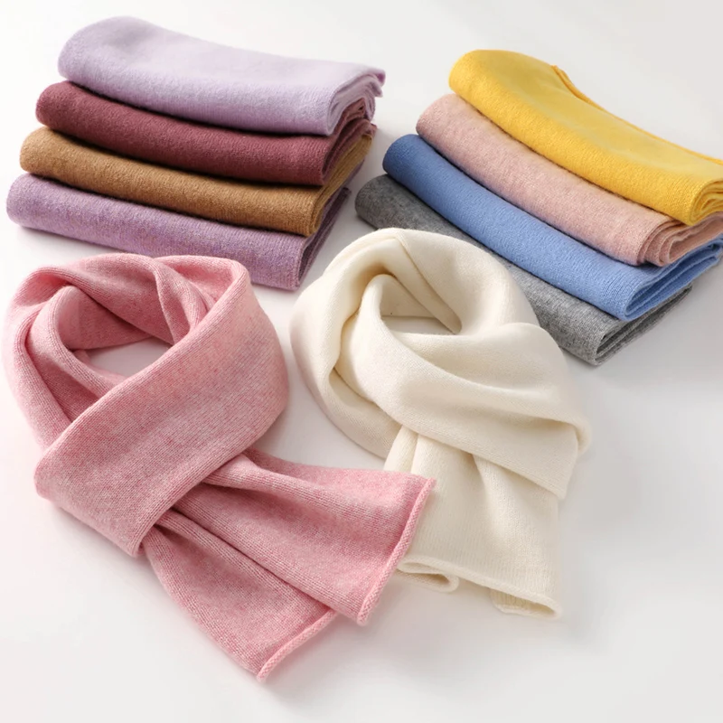 

Spring 100% Cashmere Scarf Basic Solid Color Scarf Shawl Cashmere Women's Knitted Versatile Scarf Fashion Curled Edge Scarf