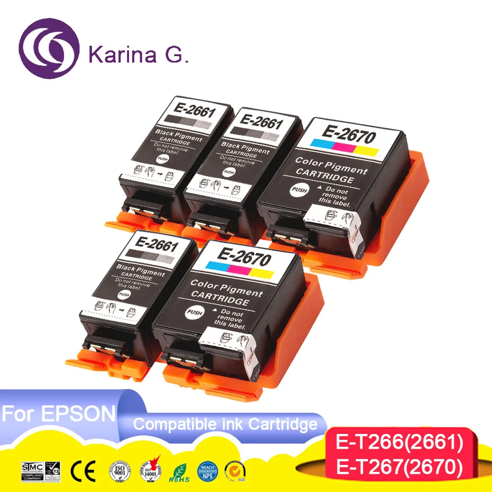 Compatible ink cartridge for EPSON T266 T267 T2661 T2670 suit for EPSON WorkForce WF-100W WF100W WF‑110W  for European market