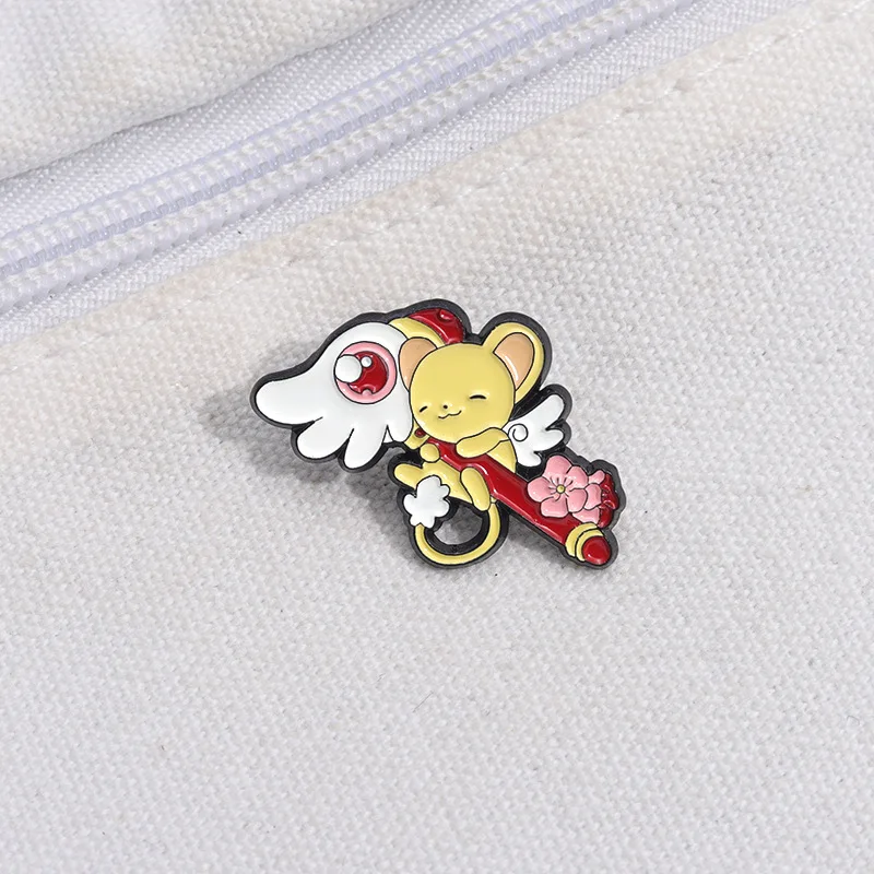 Anime Cardcaptor Sakura Pins Cute Kero Kinomoto Bird Head Magical Wand Enamel Badge Brooch Jewelry Cute Cosplay Lapel Pin Props