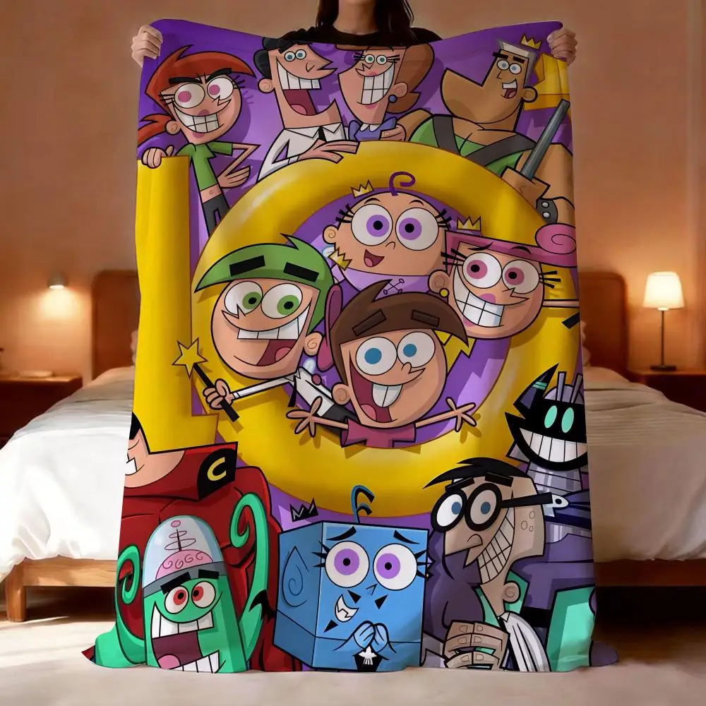 Animated Series The Fairly OddParents Throw Short Plush Throw Blanket Soft Skin-Friendly Multi-Scene Home Office