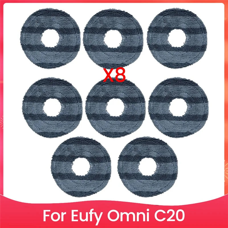 A59E-8 قطعة وسادات ممسحة ناعمة قابلة للغسل وإعادة الاستخدام لـ Eufy Omni C20 جهاز آلي لتنظيف الأتربة ممسحة قماش