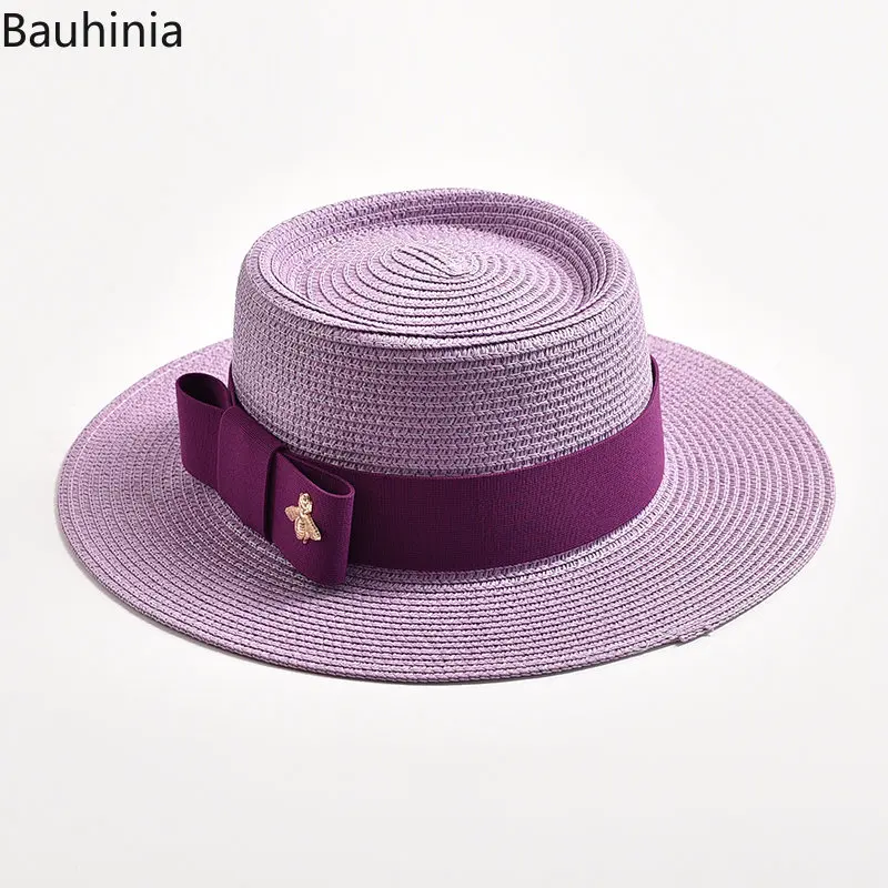 NEW Fashion Girl Spring Summer Straw Sun Hats Women Ribbon Bow Dress Jazz Hats Outdoor Travel Beach Visor Cap Gorra