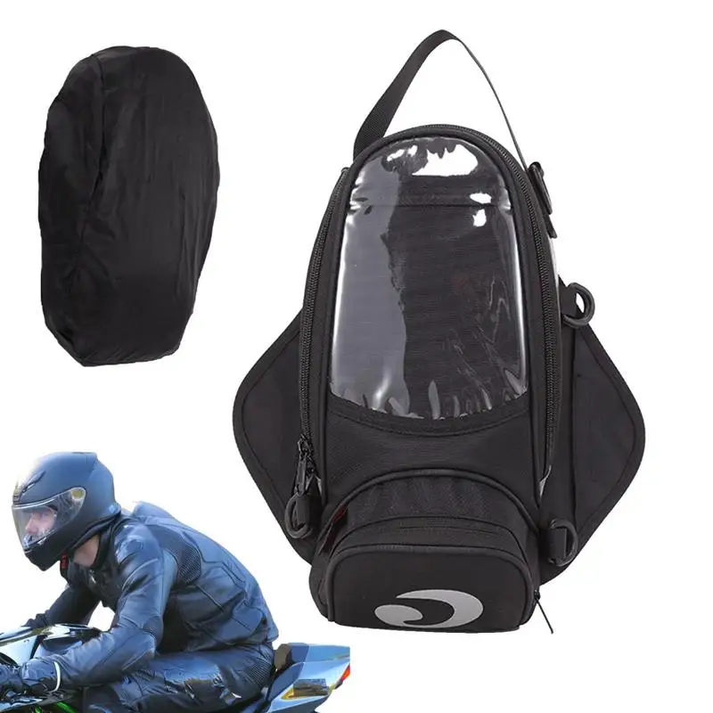 

Motorcycle Tank Bag Motorcycle Waterproof Bag Water Resistant With Magnetic Fixation Two-way Zipper Oil Tank Bag Black Bigger