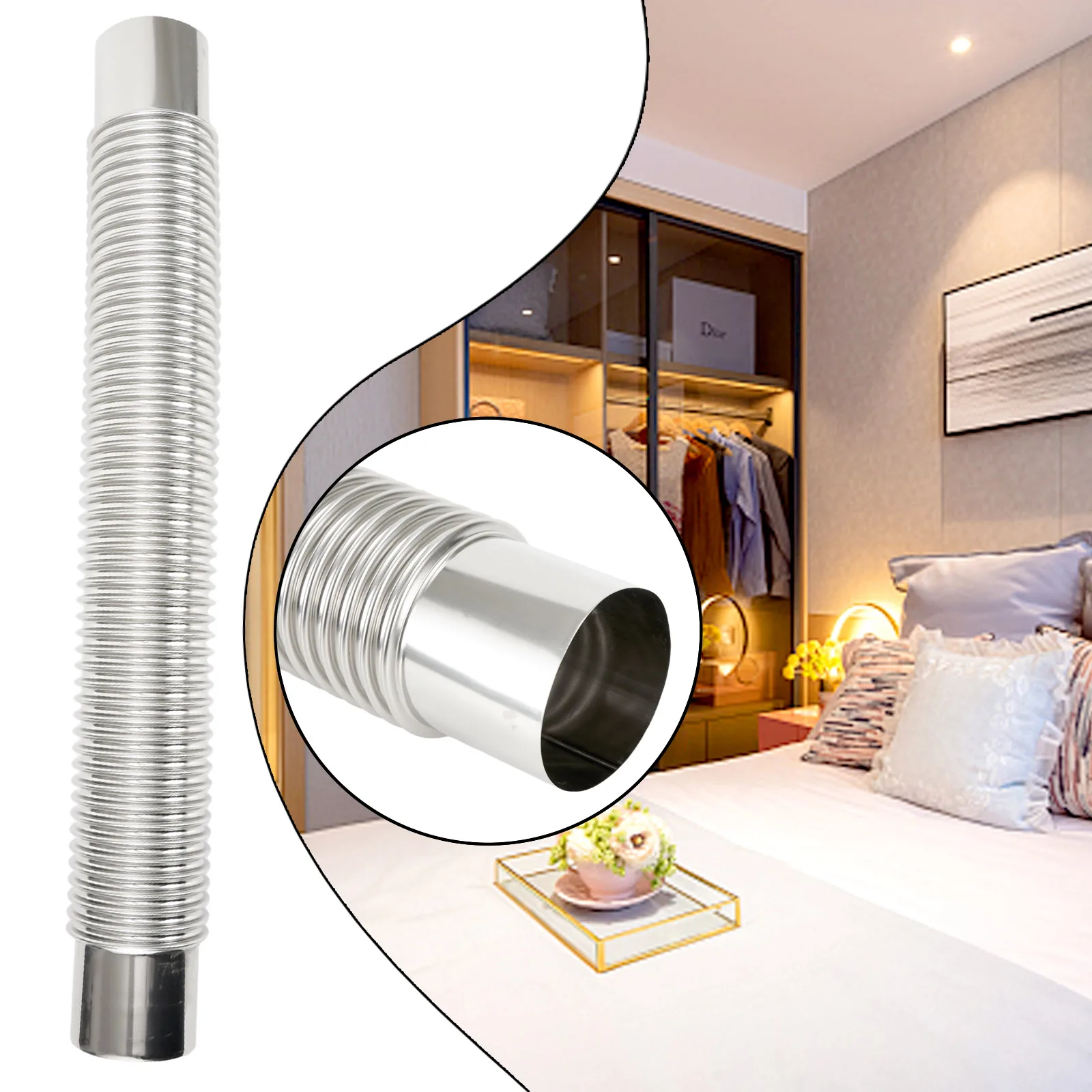 

For Interior Water Heater Pipes Wood Stove Pipe Exhaust Pipe 19.7*2.4in Heating Stainless Steel Wear-resistant