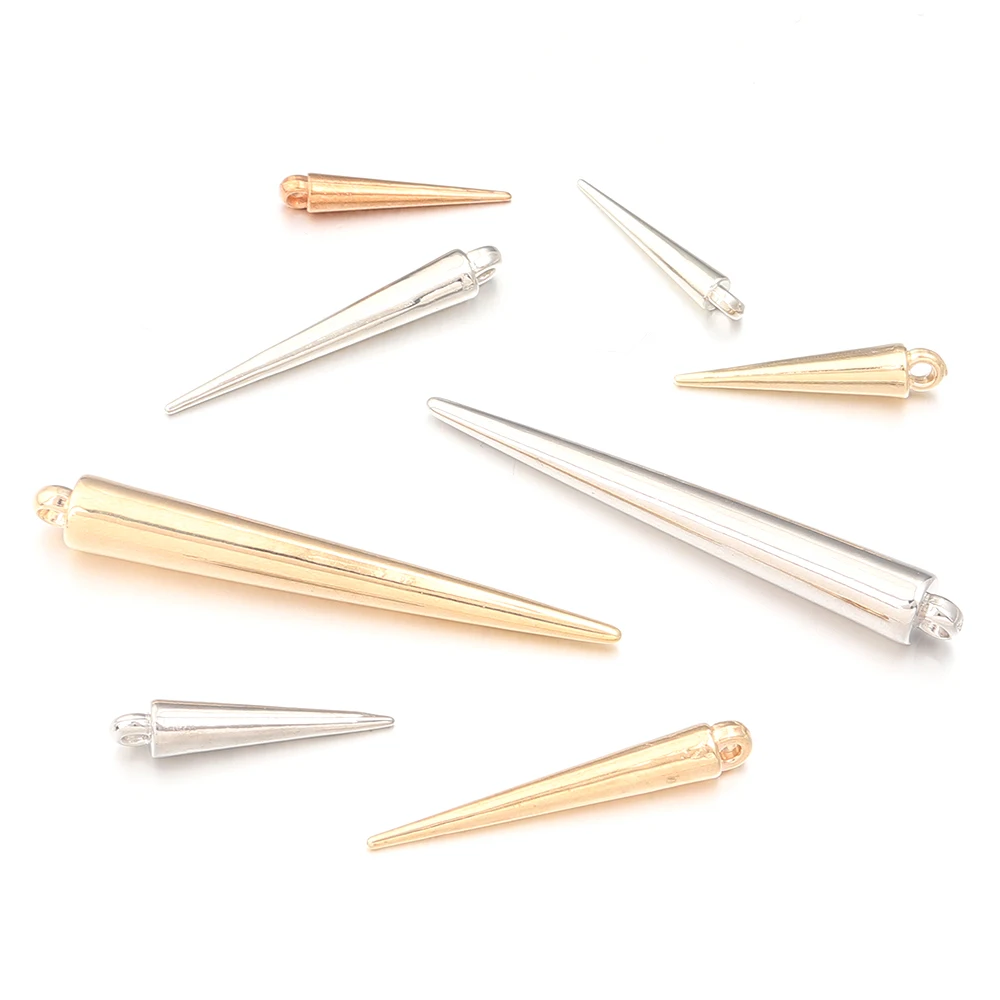 Lote de 50-200 piezas de dijes de plástico CCB en forma de cono, cuentas retro con púas, colgantes para mujeres y hombres, accesorios para hacer joyería DIY, pendientes de aro