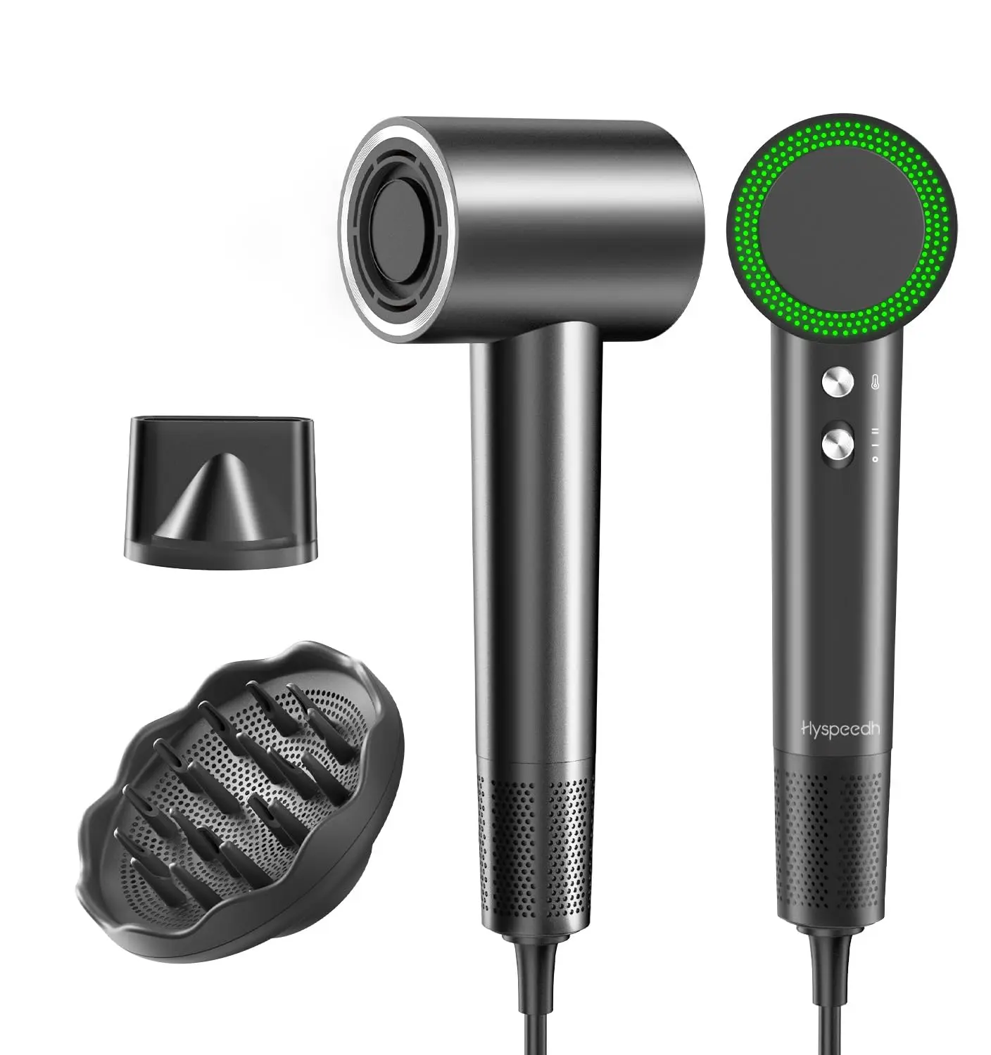 

Высокоскоростной фен: 110000 об/мин, 1400 Вт для быстрой сушки за 1-5 минут, 3 уровня нагрева/охлаждения и низкий уровень шума