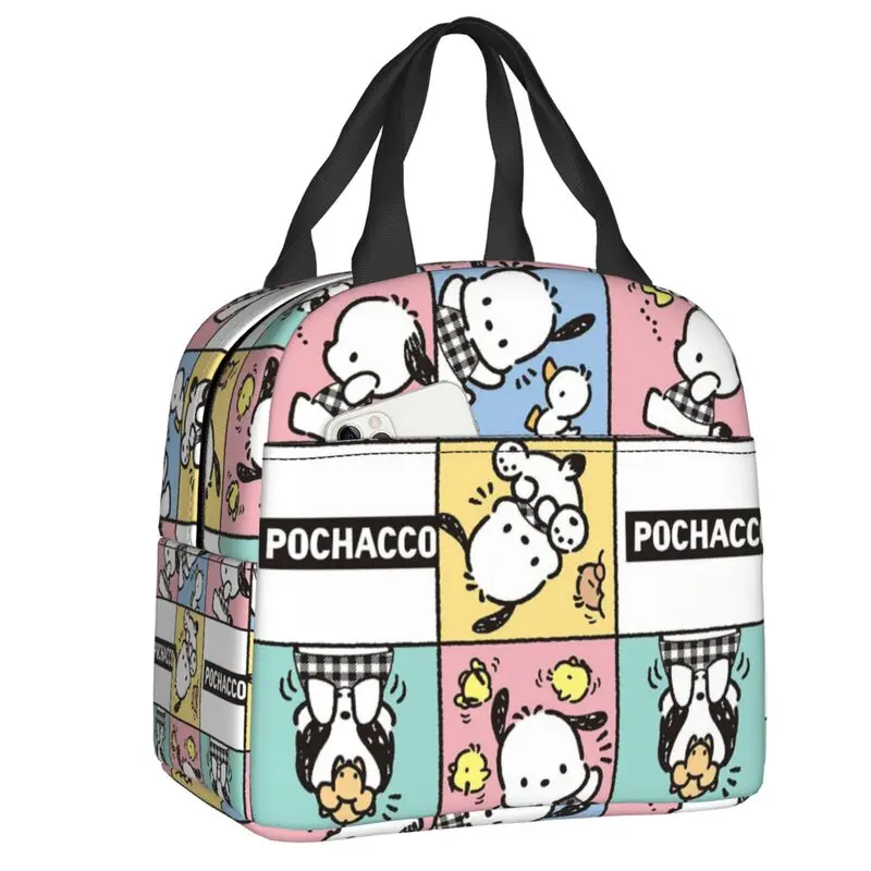 

Custom Pochacco Disney Sanrio Lunch Bag Men Women Cooler Warm Insulated Lunch Boxes for Kids School Children