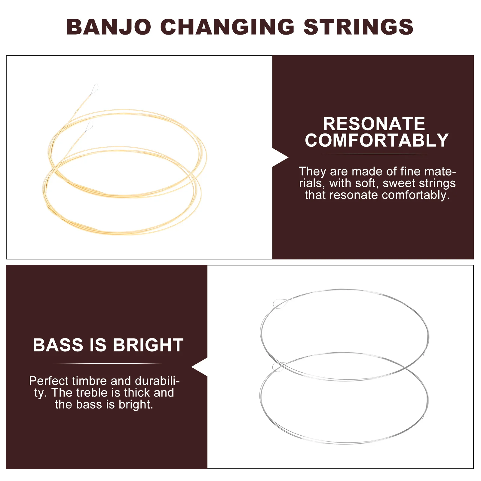 

1Set 4-String Banjo Strings Set Sturdy Reliable High-Class Material Strong Not Easy Break Ideal for Tuning and Performance Banjo