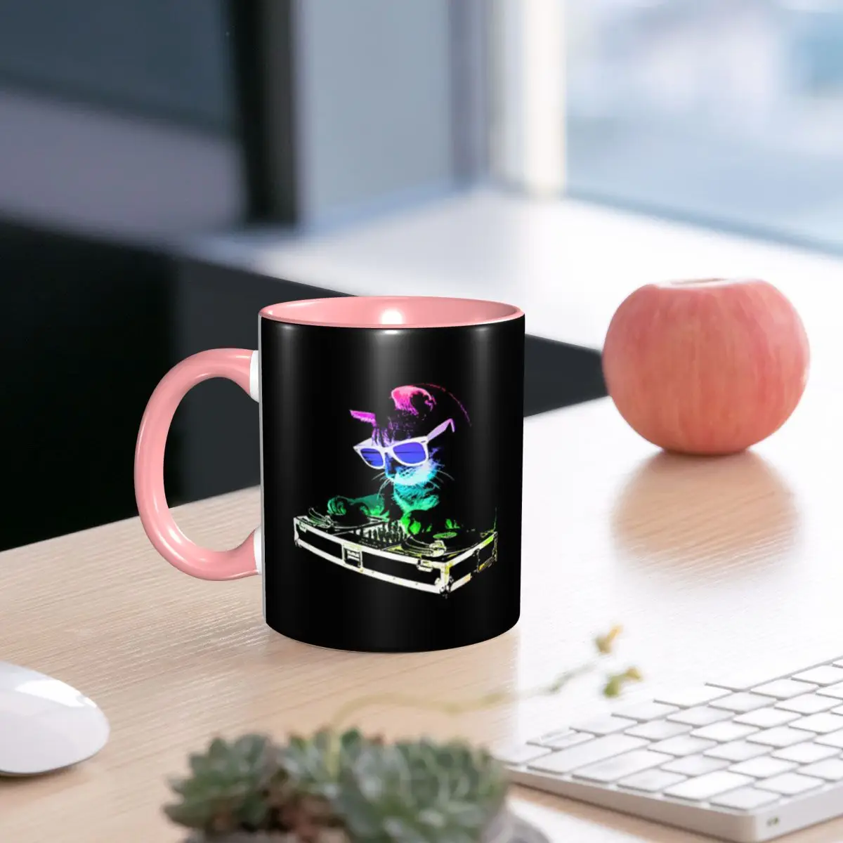 House Cat Rainbow Dj Kitty Mug Funny Ceramic Coffee Cups Tea Mugs Milk Cup Drinkware Gifts for Friends
