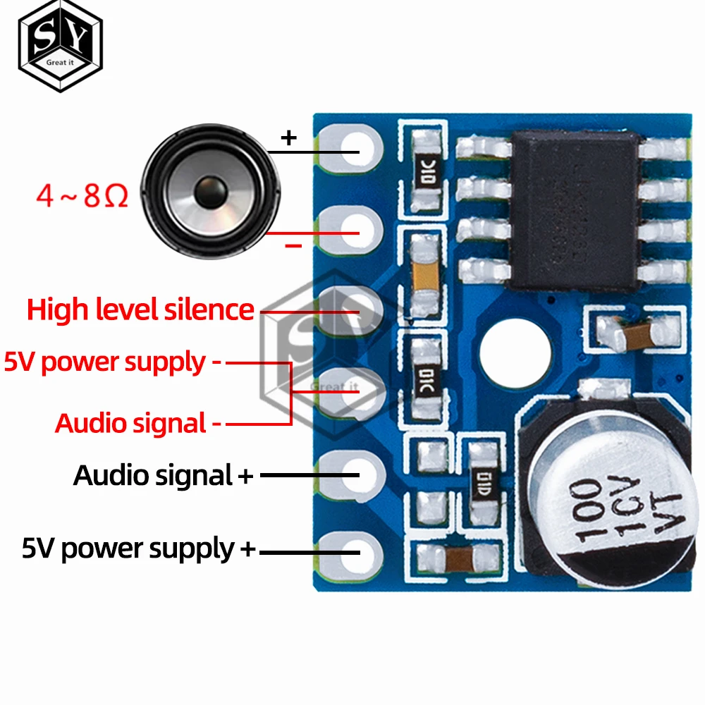 5v 5128 Amplifier Board 5W Class D Digital Amplifier Board Mono Audio Module