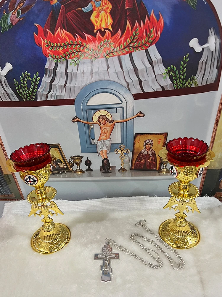 HTISOK Orthodoxes Kreuz Halskette Jesus-Statue Kruzifix Anhänger Brustkreuz mit Kette Religiöse Dekoration & Geschenk Orthodoxes Kreuz – Detail 1