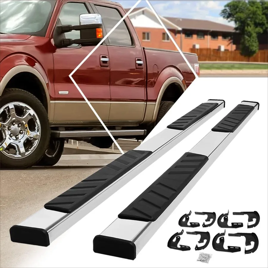 

5 Inch Chrome Stainless Steel Running Boards Side Step Bars Nerf Bars for 0414 Ford F150 Crew Cab Easy Installation Durable Rus