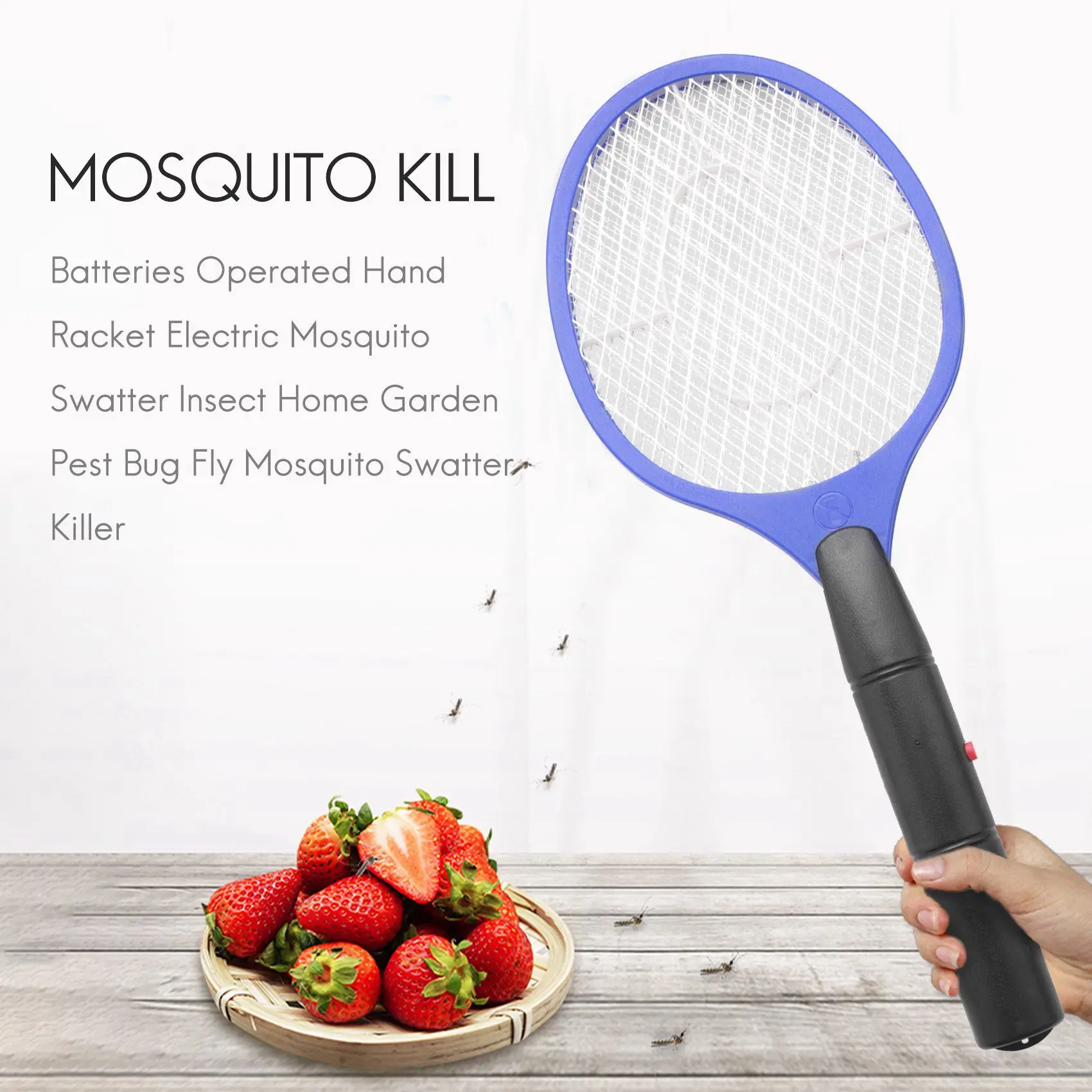 Y51A-2X Batteries Operated Hand Racket Electric Mosquito Swatter Insect Home Garden Pest Bug Fly Mosquito Swatter Killer