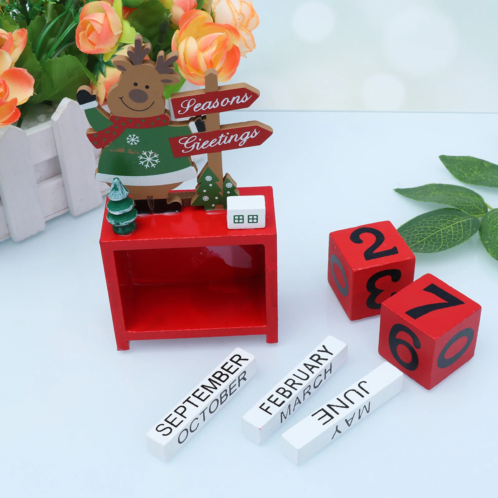 

1Pcs Wooden Countdown Calendar Elk Shape Christmas Decoration Desktop Holiday Decor Wooden Calendar Christmas Decoration