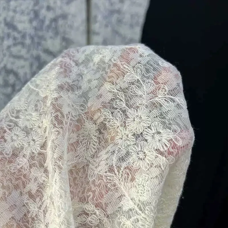 Vintage Wedding Dress Embroidered Lace Fabric Handmade DIY Sewing Material Clothing Decoration Fabric
