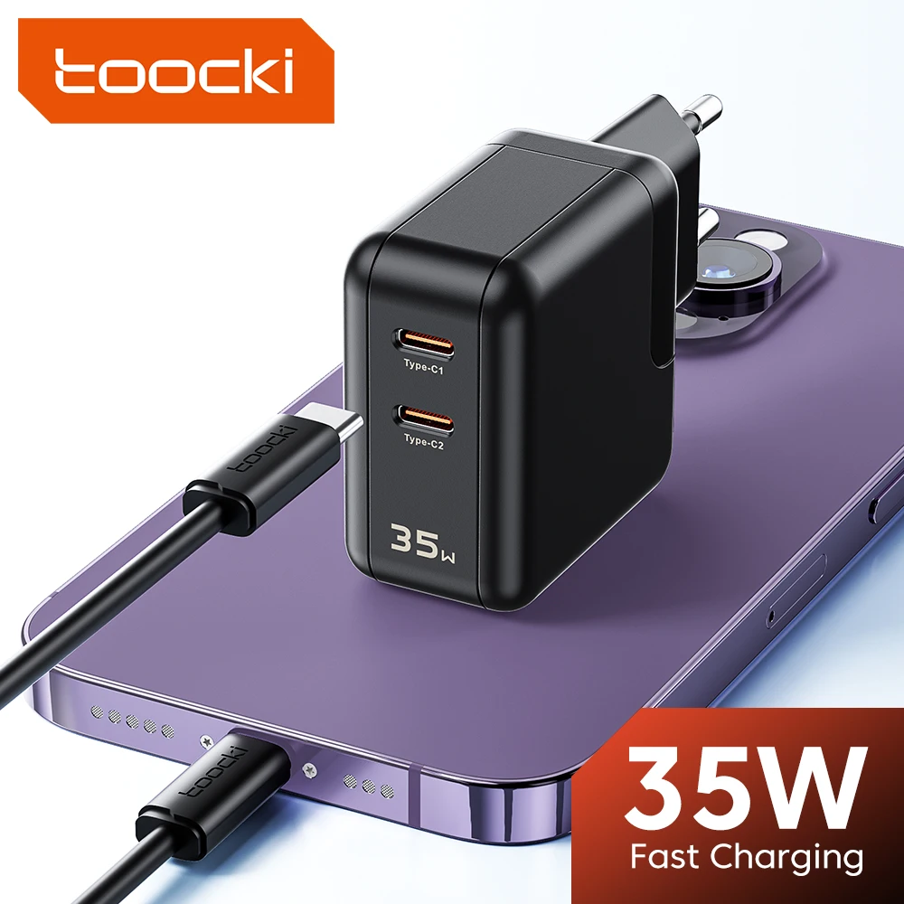 

Зарядное устройство Toocki с USB-портами, 35 Вт, QC 3,0 PD 3,0
