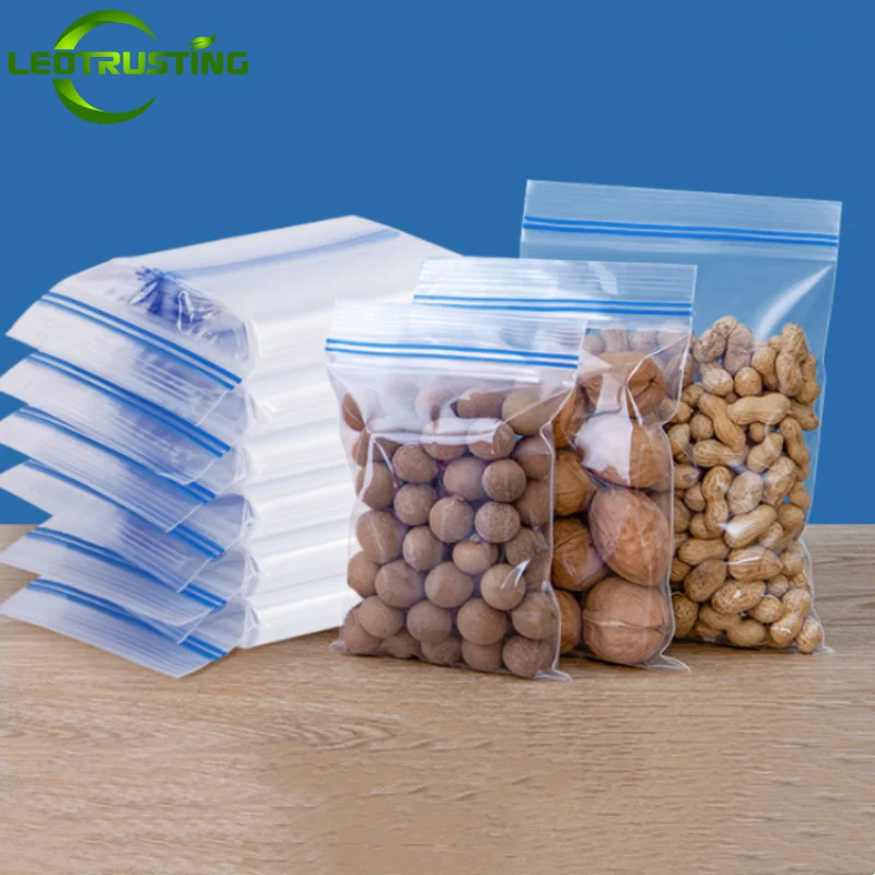 50 pz trasparente doppia sigillatura PE cerniera sacchetto di imballaggio fresco plastica verdura carne frutta freschezza Snack caramelle sacchetti Anti odore